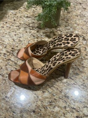 Dolce & Gabbana Patchwork Leather Brown Tan Leopard Insole Open-Toe Mules 36.5